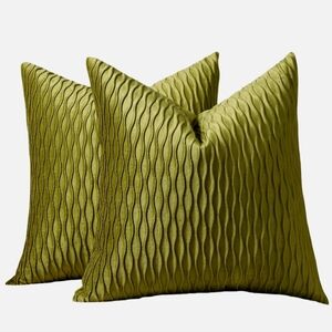 XL Set of 2 Matcha Green Tea Soft Ripple Corduroy Velvet Pillow Covers Pillows